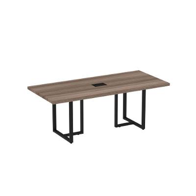 Mesa Reuniao Retangular Com Power Box 2000x900mm Pe40tub Preto-walnut