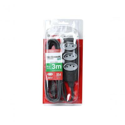 Extensão Noshock90 Pp 3x0,75 2p+t10a Grafite 3m
