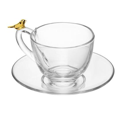 Xícara De Café Com Pires Golden Bird Pássaro 80ml Cristal Ecológico Wolff