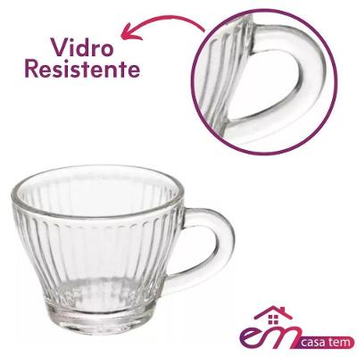 Xícara De Café Morocco Lines Vidro Transparente 90ml Em Casa Tem