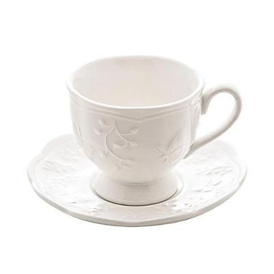 Xícara De Chá De Porcelana Branca New Bone Butterfly Flower Lyor 200ml