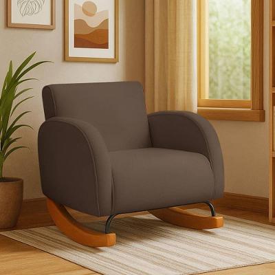 Poltrona Com Base Balanço Em Tecido Veludo Cindy – Lucadi Marrom