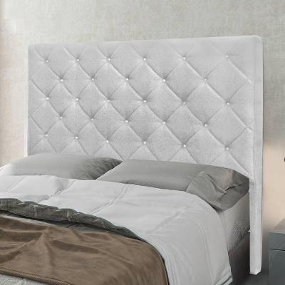 Cabeceira Casal 1,40m Com Captonê E Botões Brilhantes Em Tecido Linho Paris – Lucadi Rústico Grígio