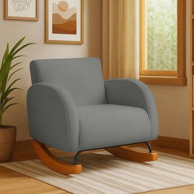 Poltrona Com Base Balanço Em Tecido Veludo Cindy – Lucadi Cinza