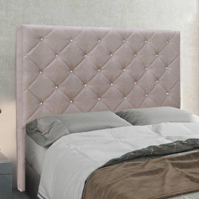 Cabeceira Solteiro 0,90m Com Captonê E Botões Brilhantes Em Tecido Linho Paris – Lucadi Rústico Areia