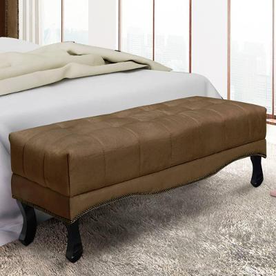 Recamier 1,60m Com Pés Luiz Xv E Acabamento Luxo Em Tecido Suede Vicenza - Lucadi Caramelo