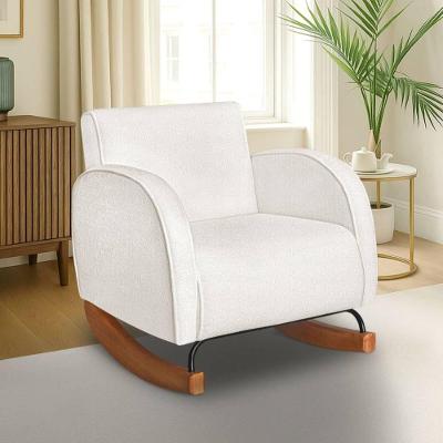 Poltrona Com Base Balanço Em Tecido Bouclé Cindy – Lucadi Off White