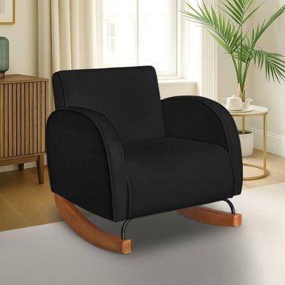 Poltrona Com Base Balanço Em Tecido Bouclé Cindy – Lucadi Preto