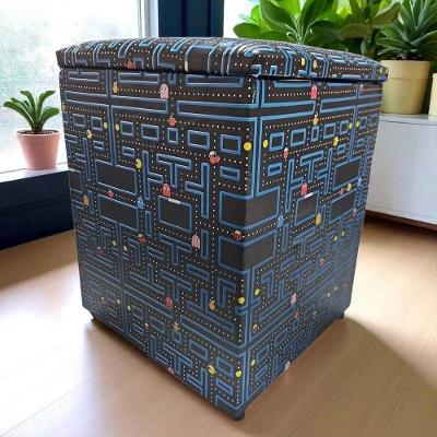 Puff Baú Banqueta Quadrado Cubo Decorativo Courino E Suede Game Courino