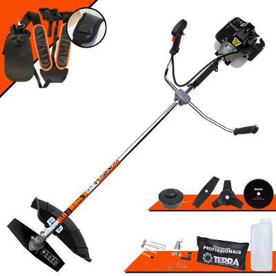 Roçadeira Profissional Lateral Terra Grh520 À Gasolina 52cc 2t 2,5hp + Faca 3 Pontas Duraline 255mm 2,9mm + Faca 80 Den