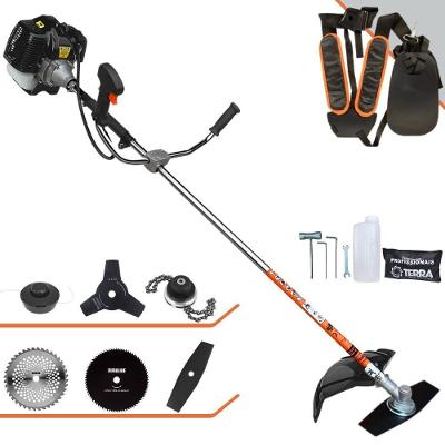 Roçadeira Profissional Terra Grh520 À Gasolina 52cc 2,5hp + Faca 3 Pontas 255mm + Faca 40 Dentes 255mm + Faca 80 Dentes