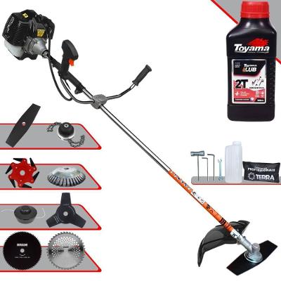 Roçadeira Terra Grh520 À Gasolina 52cc 2,5hp + Faca 3 Pontas + Faca 40 Dentes + Faca 80 Dentes + Faca 6 Pontas + Escova