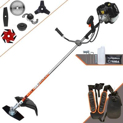 Roçadeira Profissional Lateral Terra Grh520 À Gasolina 52cc 2t 2,5hp + Faca 3 Pontas 255mm + Faca 40 Dentes 255mm + Tri