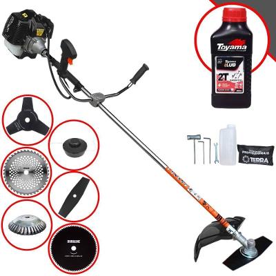 Roçadeira Profissional Terra Grh520 À Gasolina 52cc 2,5hp + Faca 3 Pontas + Faca 40 Dentes + Faca 80 Dentes + Escova 38
