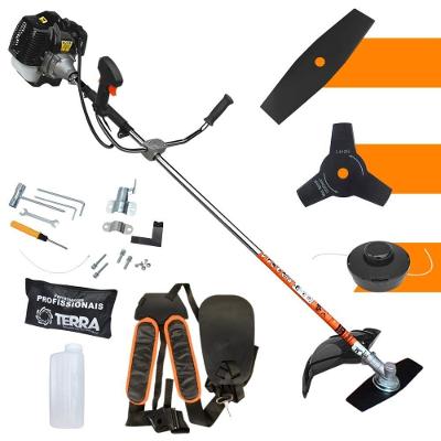Roçadeira Profissional Lateral Terra Grh520 À Gasolina 52cc 2t 2,5hp + Faca 3 Pontas Duraline 255mm 2,9mm - 255253pju