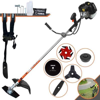 Roçadeira Profissional Lateral Terra Grh520 À Gasolina 52cc 2t 2,5hp + Faca 3 Pontas 255mm 2,9mm + Faca 80 Dentes 255mm