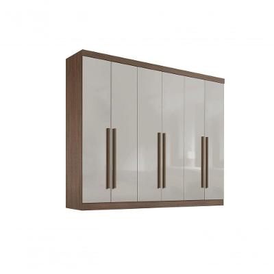 Roupeiro 6 Portas 6 Gavetas Com Pés Da Vinci Plus - D' Doro Castanho-off White