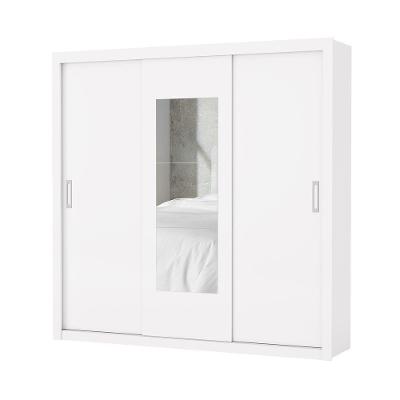 Guarda Roupa Casal Bahia Com Espelho 3 Portas De Correr Carioca Moveis Branco