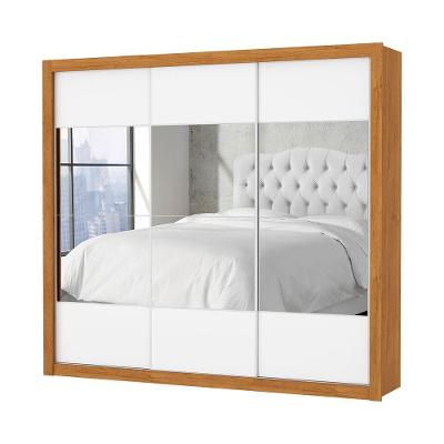 Guarda Roupa Atlanta 3 Portas Com Espelho S/pe Carioca Moveis Cinamomo/neve