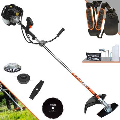 Roçadeira Profissional Lateral Terra Grh520 À Gasolina 52cc 2t 2,5hp + Faca 80 Dentes Duraline 255mm 1,5mm + Escova Rot
