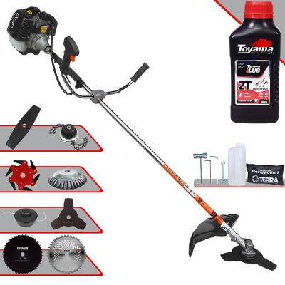 Roçadeira Terra Grh430 À Gasolina 43cc 1,7hp + Faca 2 Pontas + Faca 40 Dentes + Faca 80 Dentes + Faca 6 Pontas