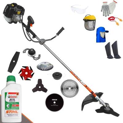 Roçadeira Terra Grh430 43cc 1,7hp + Faca 2 Pontas + Faca 40 Dentes + Faca 80 Dentes + Faca 6 Pontas + Escova 38c