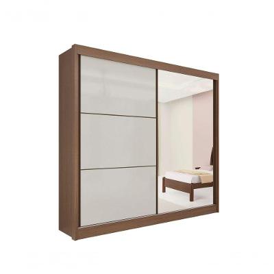 Guarda Roupa Titanium 2 Portas 6 Gavetas Com Espelho Com Pés D' Doro Castanho/off White