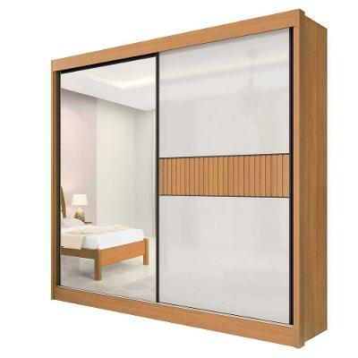 Guarda Roupa Casal 2 Portas Cinamomo-off White-ripado 6 Gavetas Titanium Ripado MDF D'Doro Móveis