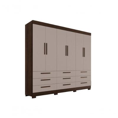 Roupeiro Dinamarca Sem Espelho 6 Portas 9 Gavetas Salleto Savana-off White