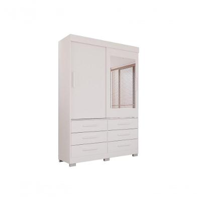 Guarda Roupa New Star 2 Portas 6 Gavetas Com Espelho Salleto Branco