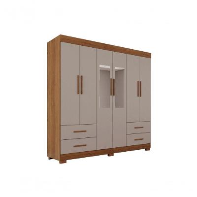 Guarda Roupas Casal Texas 6 Portas 4 Gavetas Com Espelho Salleto Cinamomo/off White