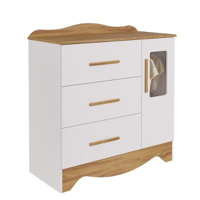 Cômoda Clara 1 Porta Plus 3 Gavetas MDF com Puxador MDF Branco