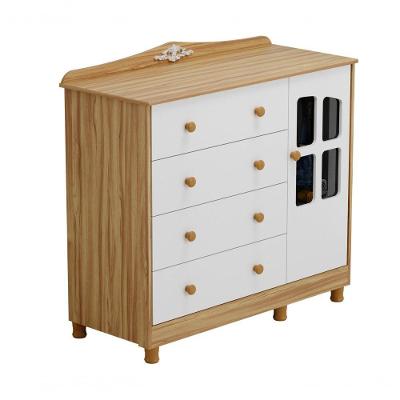 Cômoda De Bebê Elô 1 Porta Com Janela 4 Gavetas - Moveis Peroba Amendoa-off White