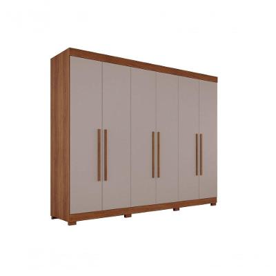 Guarda-roupa Casal 6 Portas 6 Gavetas órion Premium Salleto Cinamomo/off White