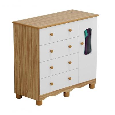 Cômoda Luna 4 Gavetas em MDF com Puxador Plástico Amêndoa Branco