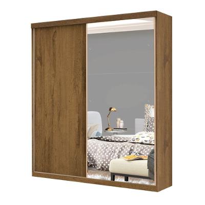 Guarda Roupa Solteiro 2 Porta De Correr E 3 Espelhos Cléo Minastex Freijó