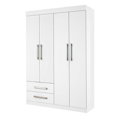 Guarda Roupa Solteiro 4 Portas 2 Gavetas Madri Minastex Branco