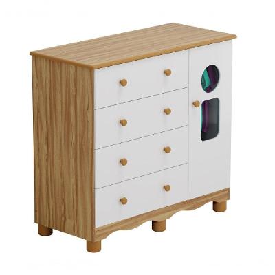Cômoda Infantil 1 Porta 4 Gavetas Tedy - Moveis Peroba Amendoa-branco