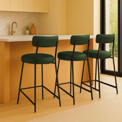 Banqueta Cozinha Média Com Encosto Industrial Champanhe Kit 4 Londres Pu D03 - D'rossi Verde