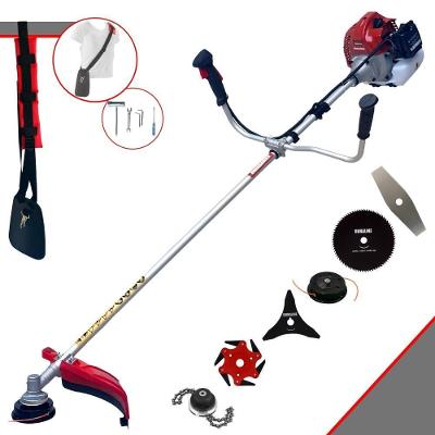 Roçadeira Profissional À Gasolina Kawashima Bcj 521l 52cc 2,5hp 2t + Faca 3 Pontas 255mm + Faca 80 Dentes 255mm + Trimm