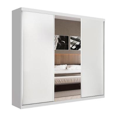 Guarda Roupa Casal 3 Portas De Correr 4 Gavetas E 3 Espelhos Barcelona Minastex Branco