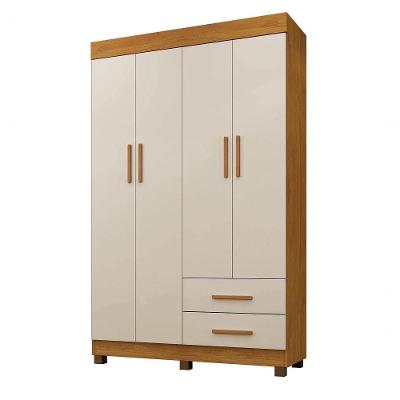 Roupeiro Copacabana New 4 Portas 2 Gavetas Benetil Cinamomo-off White