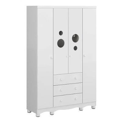 Armário Infantil 4 Portas Bolinha - Moveis Peroba Branco Brilho