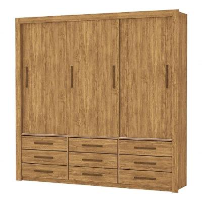 Armareo Roupeiro Anjos 3 Portas S/espelho Central 9 Gavetas S/pe Carioca Moveis Cinamomo