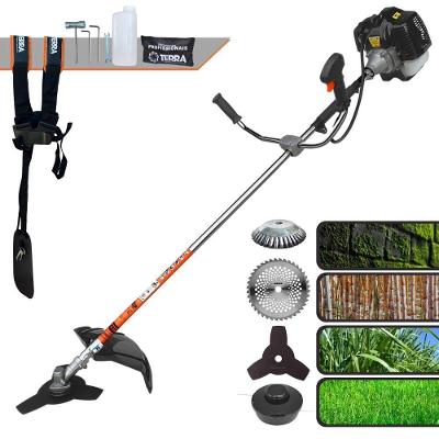 Roçadeira Profissional Lateral Terra Grh430 À Gasolina 43cc 1,7hp + Faca 40 Dentes Duraline 255mm 2mm + Escova Rotativa
