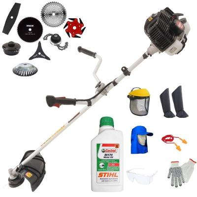 Roçadeira Kawashima Kw43le 43cc 1,7hp + Faca 2 Pontas + Faca 40 Dentes + Faca 80 Dentes + Trimmer + Escova 38c + Faca 6 Pontas