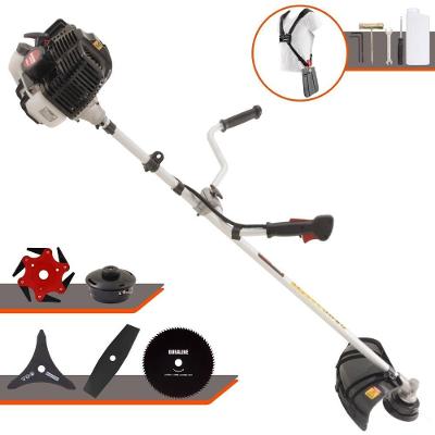 Roçadeira Profissional Lateral Kawashima Kw43le À Gasolina 43cc 1,7hp + Faca 2 Pontas 330mm + Faca 80 Dentes 255mm + F