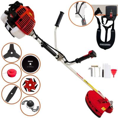 Roçadeira Profissional Lateral Kawashima Kw52l À Gasolina 52c 2,5hp + Faca 2 Pontas 330mm + Faca 80 Dentes 255mm + Trim