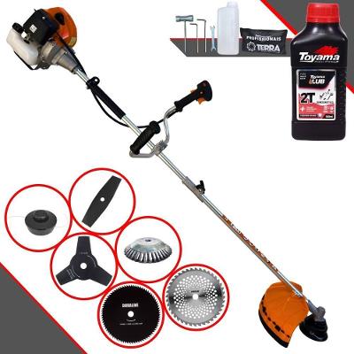 Roçadeira Profissional Terra Grhb430 À Gasolina 43cc 2t 1,7hp + Faca 3 Pontas + Faca 40 Dentes + Faca 80 Dentes + Escov