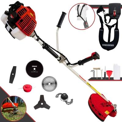 Roçadeira Profissional Lateral Kawashima Kw52l À Gasolina 52c 2,5hp + Faca 2 Pontas 330mm + Faca 40 Dentes 255mm + Faca